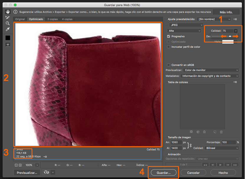 Guardar foto optimizada