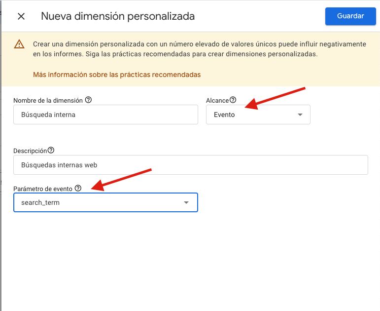dimensión personalizada