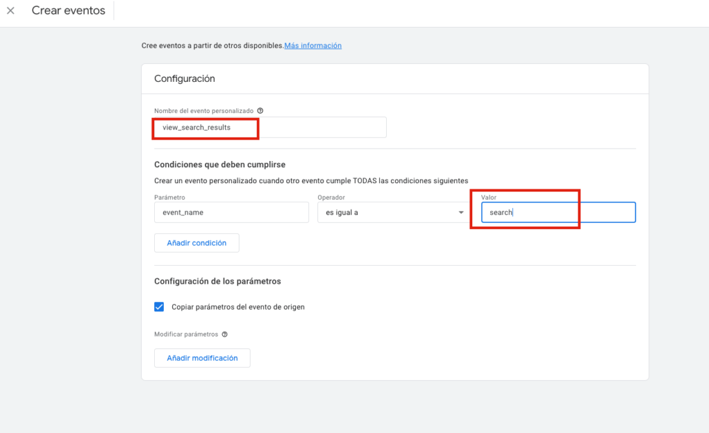 Análisis búsquedas internas web